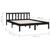 Bed Frame without Mattress Black Solid Wood Double 810061