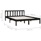 Bed Frame without Mattress Black Solid Wood Double 810061