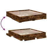 Bed Frame with Drawers without Mattress Smoked Oak 200x200 cm 3280360
