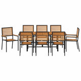 Garden Dining Set 9 pcs Black and Brown Poly Rattan 3365452