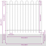 Garden Fence BOXTEL with Hoop Top Steel 181x150 cm Black 144932