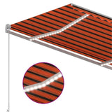Manual Retractable Awning with LED 350x250 cm Orange and Brown 3068885
