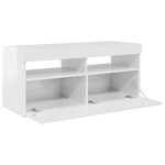 TV Cabinet with LED Lights High Gloss White 90x35x40 cm 804388