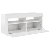 TV Cabinet with LED Lights High Gloss White 90x35x40 cm 804388