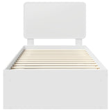 Bed Frame with Headboard White 90 x 200 cm Solid Pine Wood 3412533