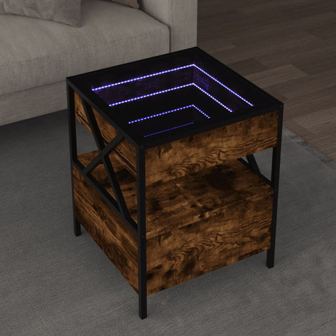 ZNTS Coffee Table with Infinity LED Smoked Oak 40x40x51 cm 847719