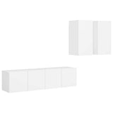 4 Piece TV Cabinet Set White Engineered Wood 3078685