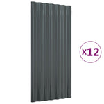 ZNTS Roof Panels 12 pcs Powder-coated Steel Anthracite 80x36 cm 319136
