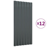 ZNTS Roof Panels 12 pcs Powder-coated Steel Anthracite 80x36 cm 319136