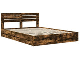Bed Frame with Drawer Smoked Oak 150 x 200 cm Engineer Wood 3411497