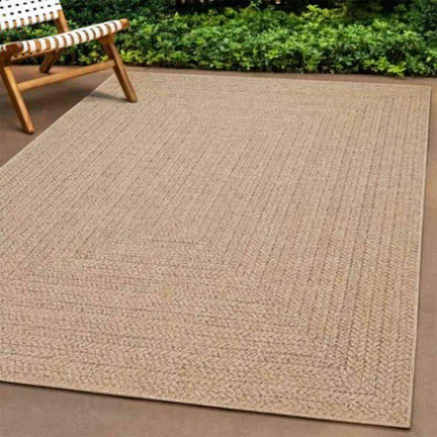 Rug ZIZUR Beige 240x240 cm Jute Look Indoor and Outdoor 4010399