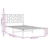 Metal Bed Frame without Mattress with Headboard Black 100x200cm 374432