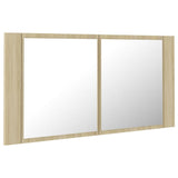 LED Bathroom Mirror Cabinet Sonoma Oak 90x12x45 cm Acrylic 804975