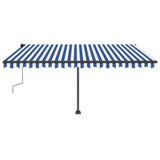 ZNTS Manual Retractable Awning with LED 400x350 cm Blue and White 3069821