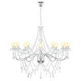 Adjustable Chandelier with Beads E14 Metal and Acrylic Chrome 42053792