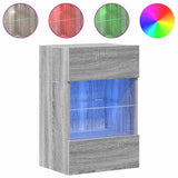 Wall Cabinets with LED Lights for TV 2 pcs Grey Sonoma 40x30x60.5 cm 837089