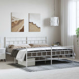 Metal Bed Frame without Mattress with Footboard White 193x203cm 355732
