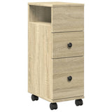 Narrow Bathroom Cabinet with Wheels Sonoma Oak Engineered Wood 855234