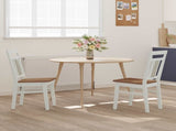 Dining Chair 2 pcs White and Natural Solid Rubber Wood 42020506