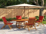 5-Piece Garden Dining Set Natural Solid Acacia Wood 3434486