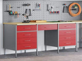 Work Cabinet with Drawer 3 pcs Red Engineered Wood and Steel 3321377