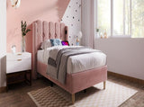 (N601P288477R) Upholstered Single Bed with USB and Type-C Charging, 3FT Bed Frame with Wooden N601P459871R