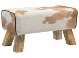 Bench 60 x 30 x 45 cm Real Leather Brown and White 42042107