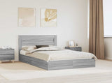 Storage Bed Grey Sonoma 135 x 190 cm Engineered Wood 3409922