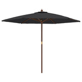 Garden Parasol with Wooden Pole Black 299x240 cm 363173