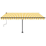 Manual Retractable Awning with LED 400x350 cm Yellow and White 3069823