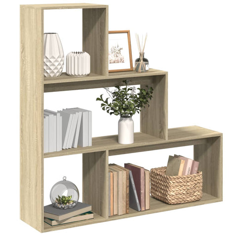 ZNTS Room Divider Bookcase 3-Tier Sonoma Oak 123x29x123 cm Engineered Wood 857987