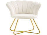 Velvet-Feel Lotus Petal Accent Chair - Cream T3398P341275
