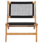 Sun Lounger with Footrest Solid Teak Wood and Rope 49368