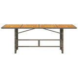 Garden Table with Acacia Wood Top Grey 190x80x75 cm Poly Rattan 365601