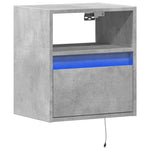 ZNTS Wall-mounted Bedside Cabinet with LED Lights Concrete Grey 3307981