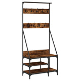 Clothes Rack with Shoe Storage Smoked Oak 80x40x184 cm 837864