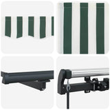 Retractable Awning Green and White 350 x 250 cm 3330469