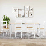 ZNTS 7 Piece Dining Set Panama White Solid Wood Pine 3345193