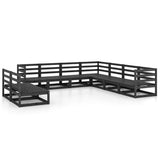 9 Piece Garden Lounge Set Black Solid Pinewood 3075858