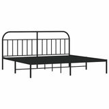 Bed Frame Black Powder-Coated Steel Double Bed Frame 353641