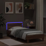 Bed Frame without Mattress with LED Lights Brown Oak 90x200 cm 838721
