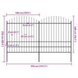 Garden Fence with Spear Top Steel 359x200 cm Black 277749