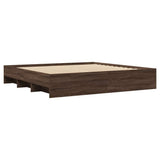 Bed Frame without Mattress Brown Oak 200x200 cm Engineered Wood 3295631