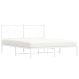 Metal Bed Frame without Mattress with Headboard White 160x200cm 376278