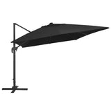 Cantilever Garden Parasol with LED Lights and Aluminium Pole 400x300 cm Black 47008