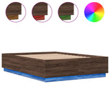 Bed Frame with LED without Mattress Brown Oak 150x200 cm King Size 3209610