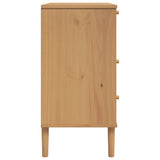 Drawer Cabinet SENJA Rattan Look Brown 80x40x80 cm Solid Wood Pine 358022