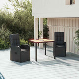 3 Piece Garden Dining Set Black Poly Rattan&Solid Wood Acacia 3157642