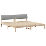 Bed frame Brown and light grey 200 x 200 cm Solid pine wood 3394348