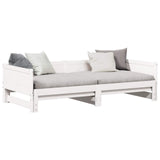 Pull-out Day Bed White 203.5 x 184 x 56.5 cm Solid Pine Wood 834679